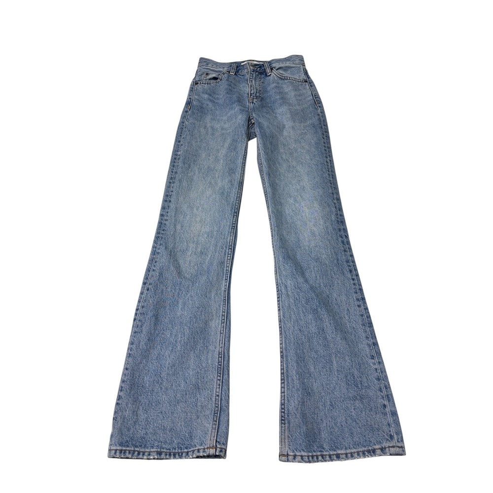 Denim Forum The Jane 70s Super High Boot Jeans Womens 24X32 Medium Wash Organic
